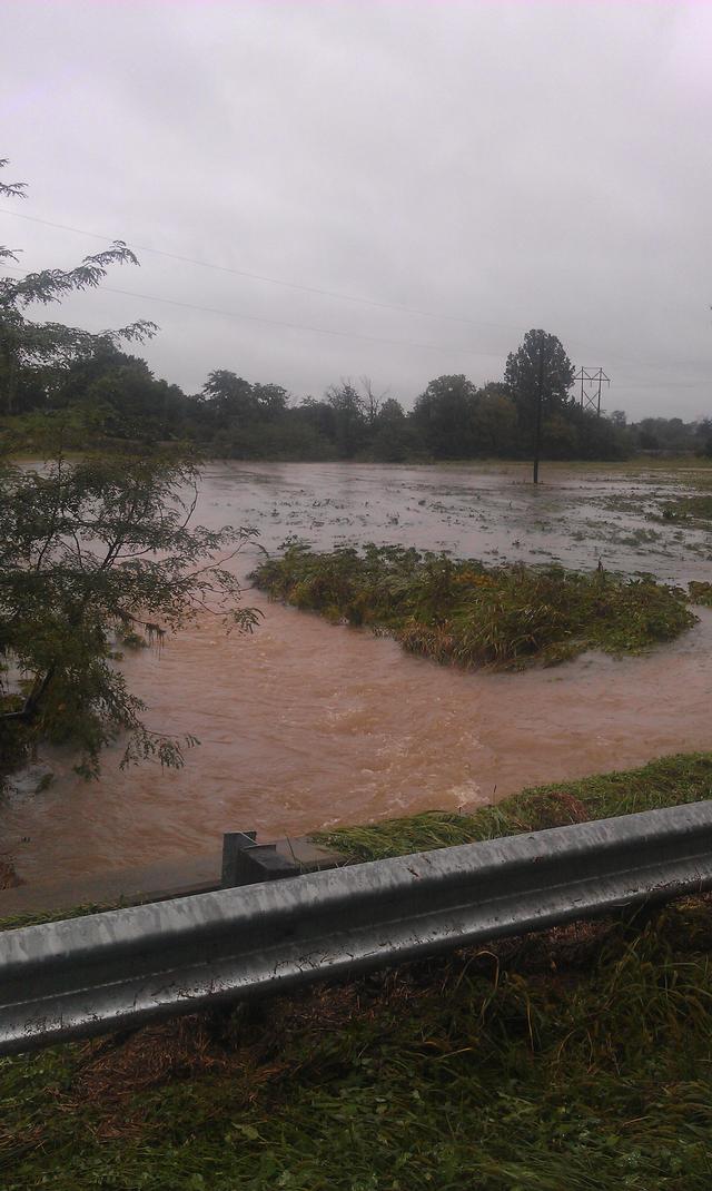 Heavy rain and storms loomed in the area for several days causing flooding conditions. Union Bridge is completely surrounded by Little Pipe Creek and Sam's Creek leaving only one exit from the town when all of the creek crossings are flooded.