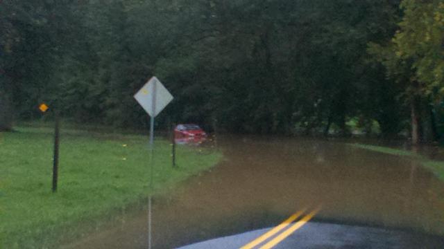 Little Pipe Creek at Simpson's Mill Rd. Car tried to drive through it. NEVER a idea!
