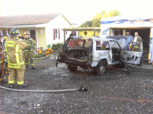 Vehicle Fire next to a garage. Box 8-5. No extension into garage.