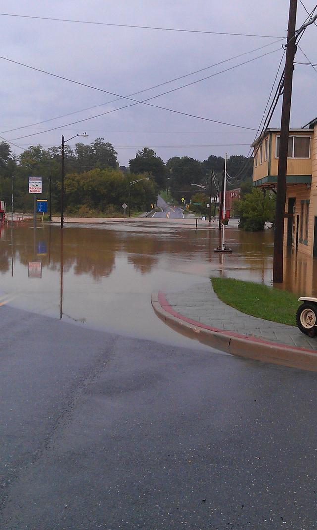 Main St,(Rt. 75) Union Bridge. This area is one of the first to flood when heavy rains saturate Union Bridge.